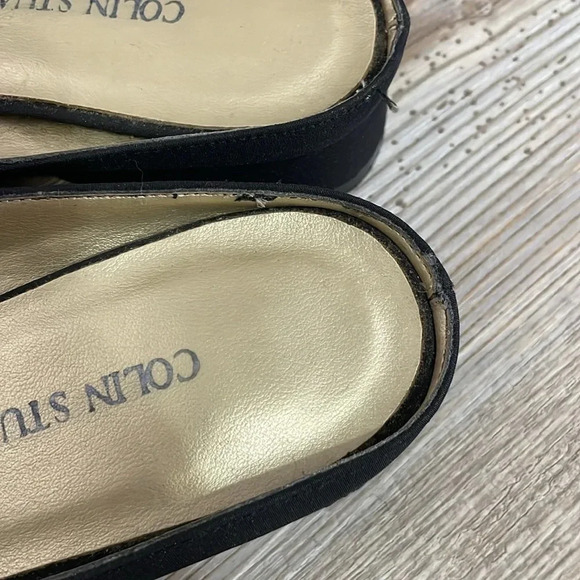 Colin Stuart slides Mules with removable bow/charm Black Square toe Size 6.5 - Picture 11 of 12